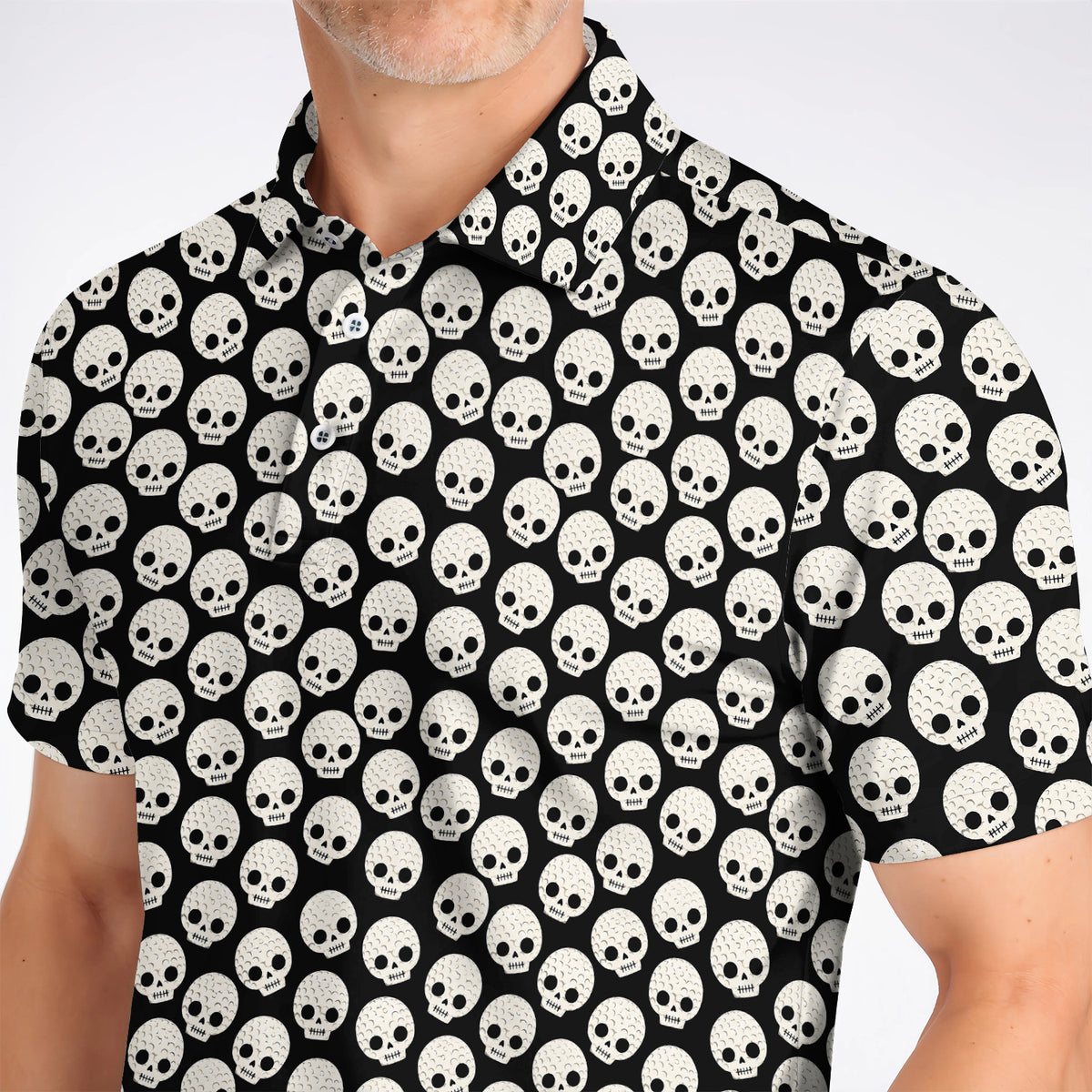 Crazy Skeleton Golf Shirt, Skeleton Pattern Golf Polos, Golf Gift For Golfer