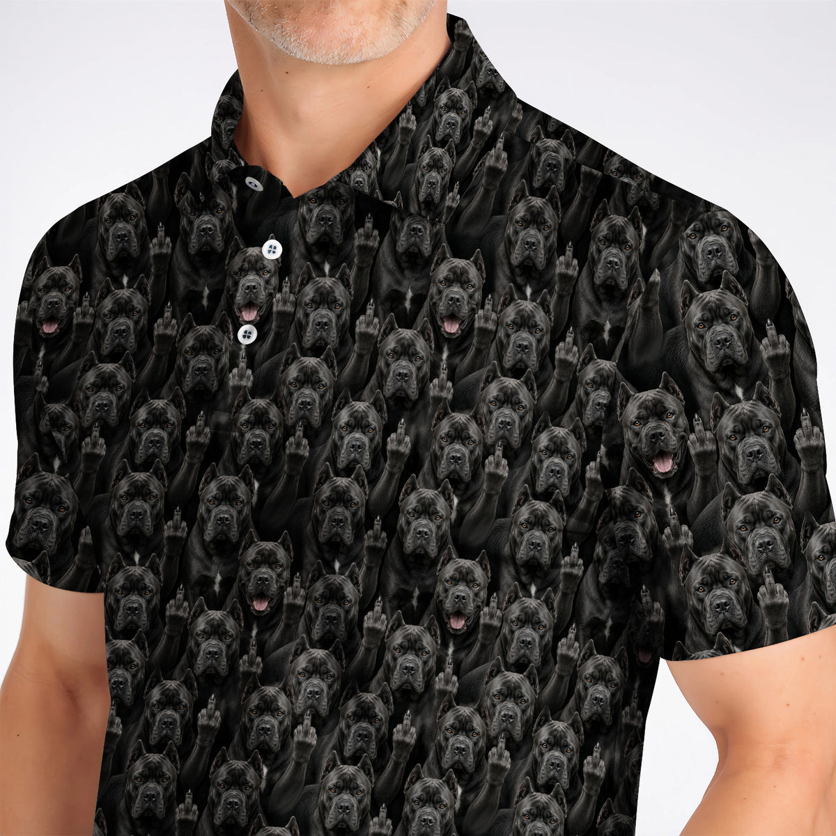 Funny Cane Corso Pattern Golf Shirt, Black Cane Corso Golf Polos for Golfer, Golf Gift for Dog Lovers