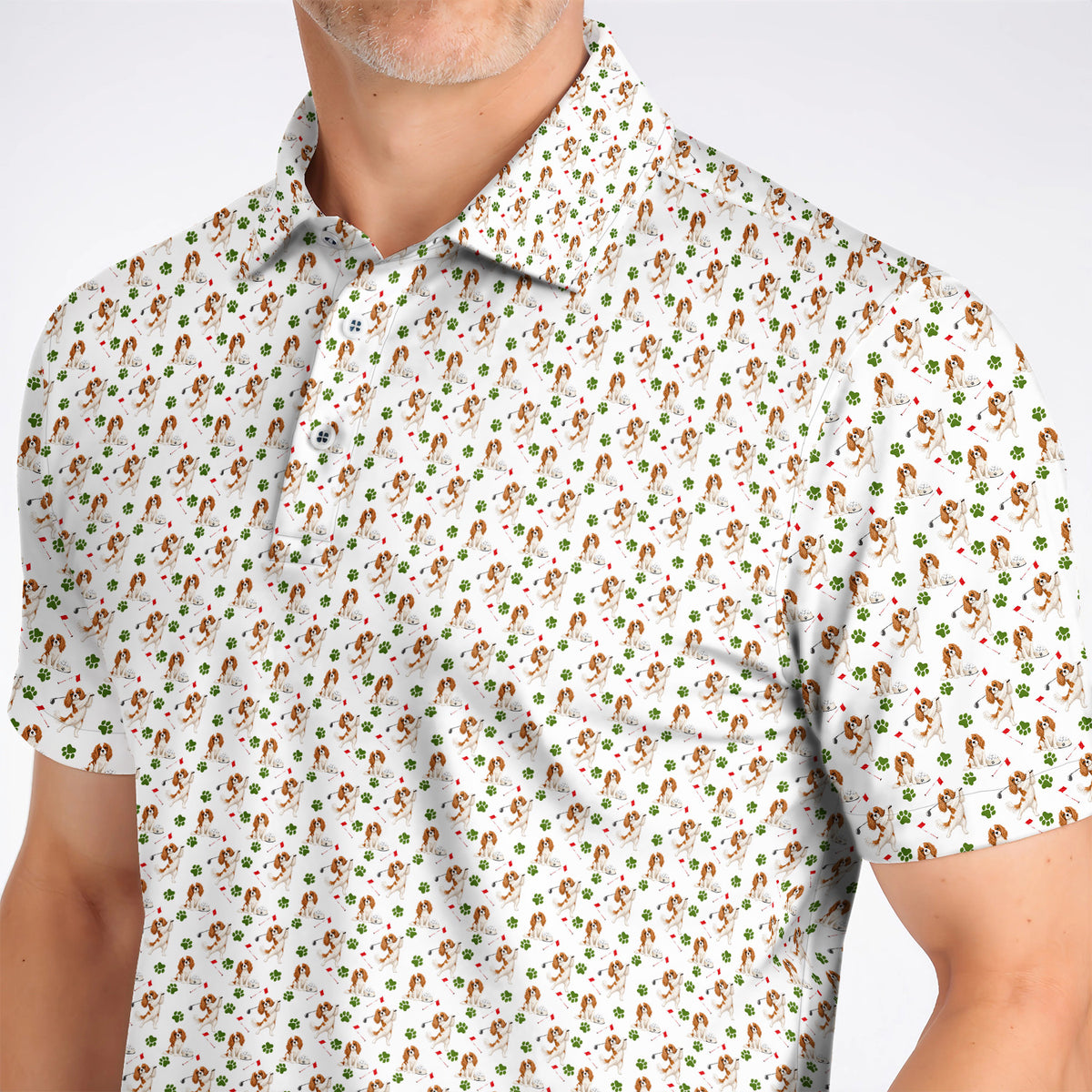 Crazy Cavalier King Charles Spaniel Golf Polos, Funny Cavalier Golf Shirt, Golf Gift For Golfer