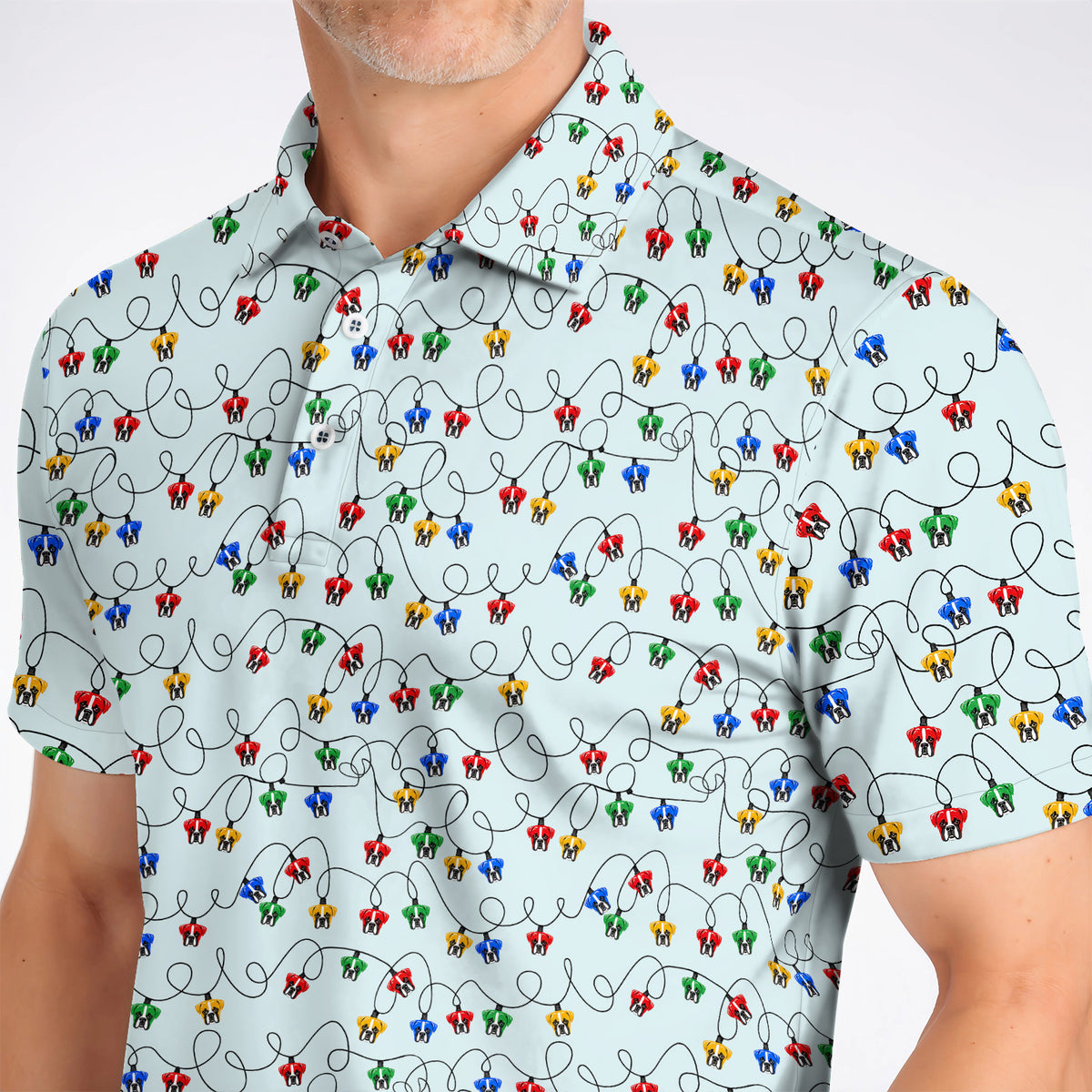 Boxer Dog Golf Polos, Colorful Boxer Pattern Golf Shirt, Funny Dog Lover Golf Gift