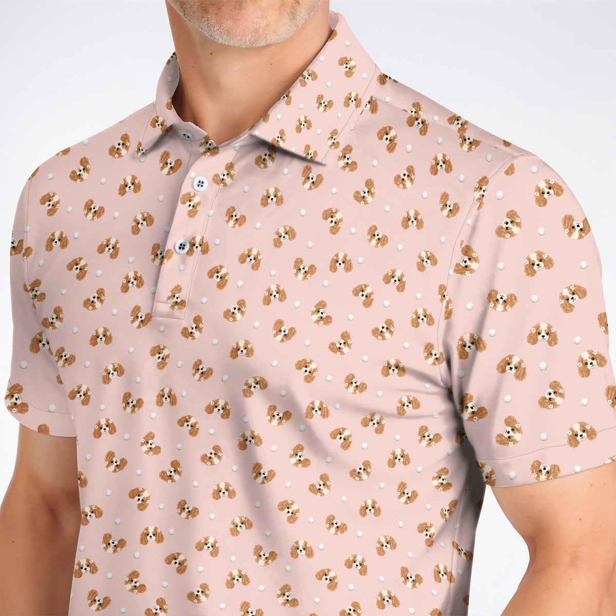 Cavalier King Charles Spaniel Golf Shirt, Funny Cute Cavalier Pattern Golf Polos, Golf Gift For Golfer