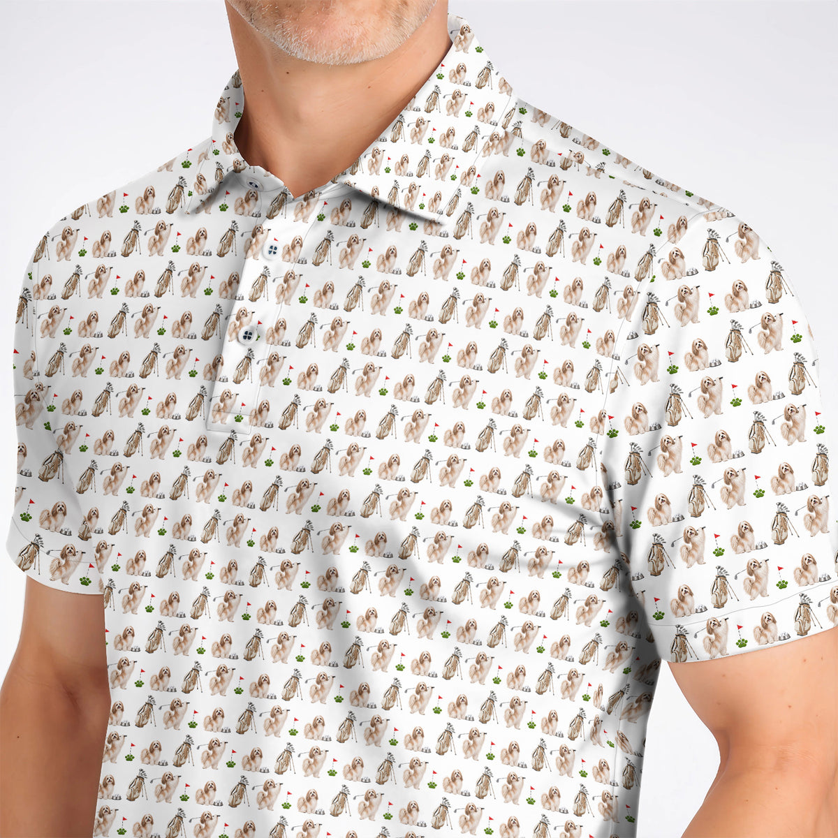 Havanese Golf Polos, Funny Havanese Pattern Golf Shirt, Golf Gift For Dog Lovers
