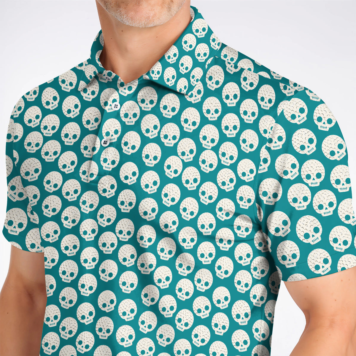 Crazy Skeleton Golf Shirt, Skeleton Pattern Golf Polos, Golf Gift For Golfer