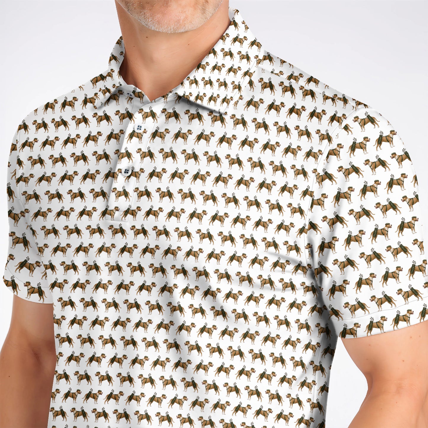 Funny Pit Bull Terrier Golf Polos, Pit Bull Pattern Golf Shirt, Golf Gift for Dog Lovers