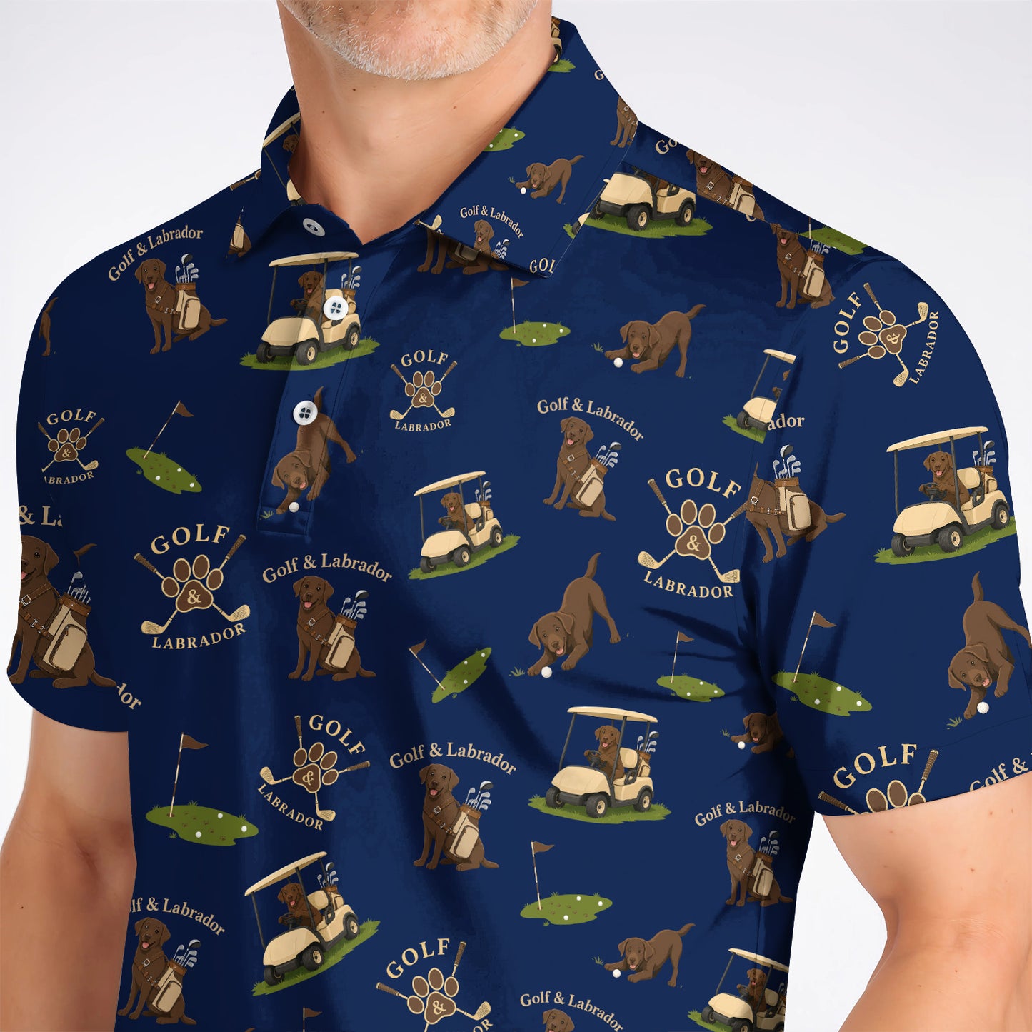 Labrador Pattern Golf Polos , Funny Dog  Golf Shirt, Crazy Golf Gift For Golfer