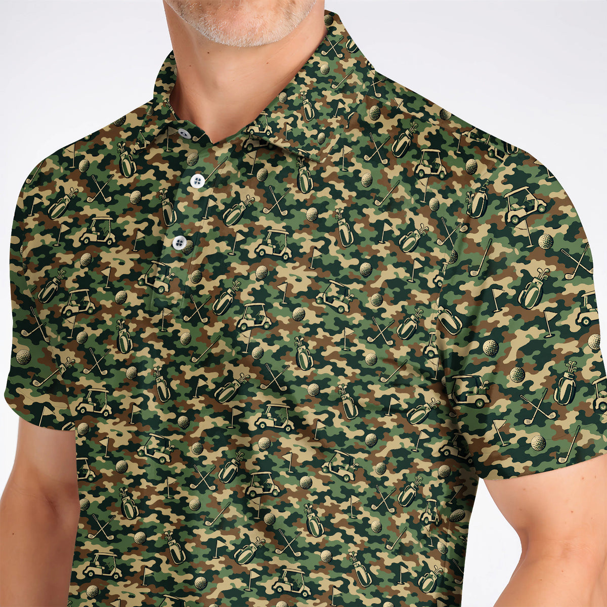Veteran Golf Polos, Camo Pattern Golf Shirt, Crazy Golf Gift For Golfers