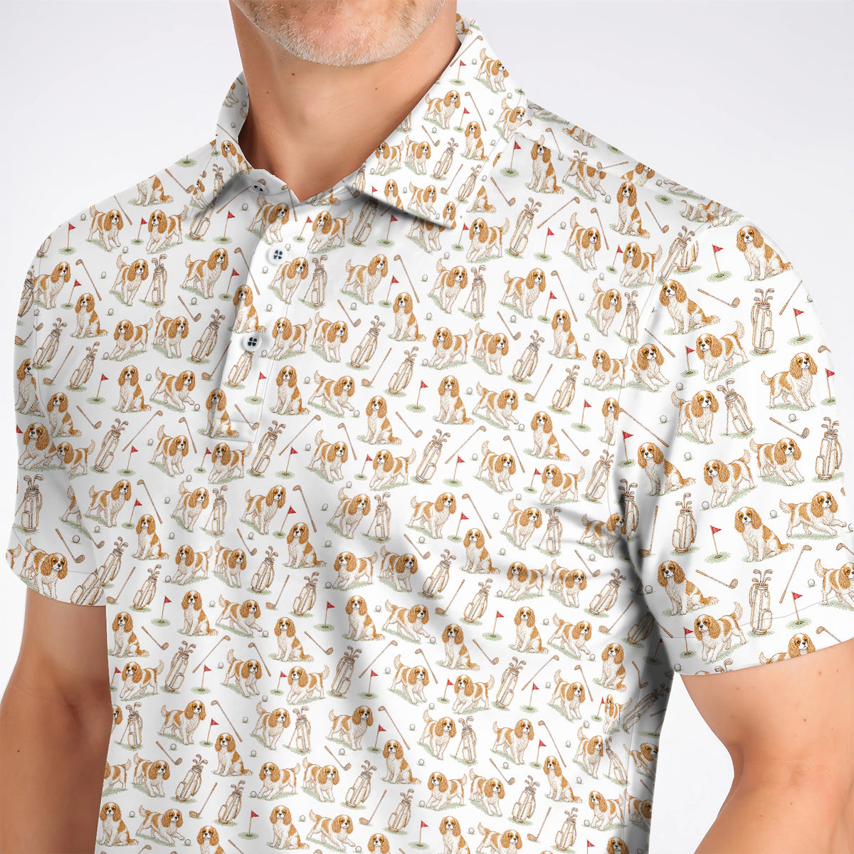 Crazy Cavalier King Charles Spaniel Golf Shirt, Funny Cavalier Golf Polos, Golf Gift For Golfer