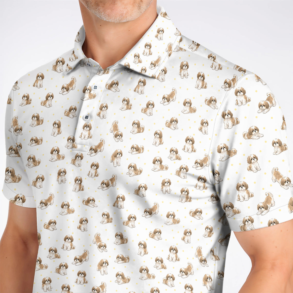 Funny Shih Tzu Golf Shirt, Cute Shih Tzu Pattern Golf Polos, Golf Gift For Golfer