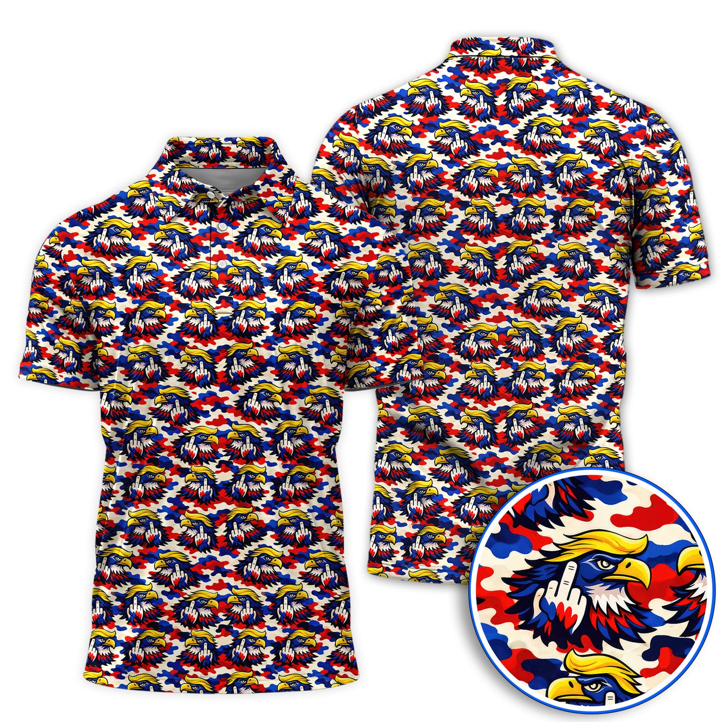 Funny American Eagle Pattern Golf Shirt, America 250th Patriotic Golf Polos, Golf Gift For Golfer