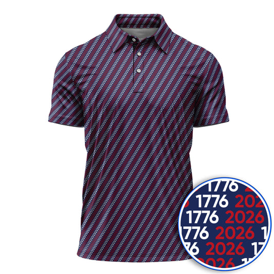 1776-2026 America 250 Anniversary Golf Polos, Patriotic USA Pattern Golf Shirt, Crazy Golf Shirts For Golfer