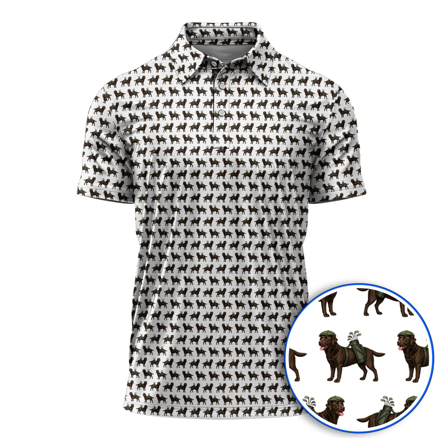 Funny Chocolate Labrador Pattern Golf Shirt, Chocolate Lab In Golf Hat Polos, Unique Dog Lover Gift For Golfer