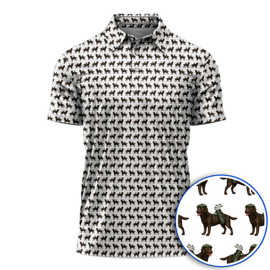Funny Chocolate Labrador Pattern Golf Shirt, Chocolate Lab In Golf Hat Polos, Unique Dog Lover Gift For Golfer