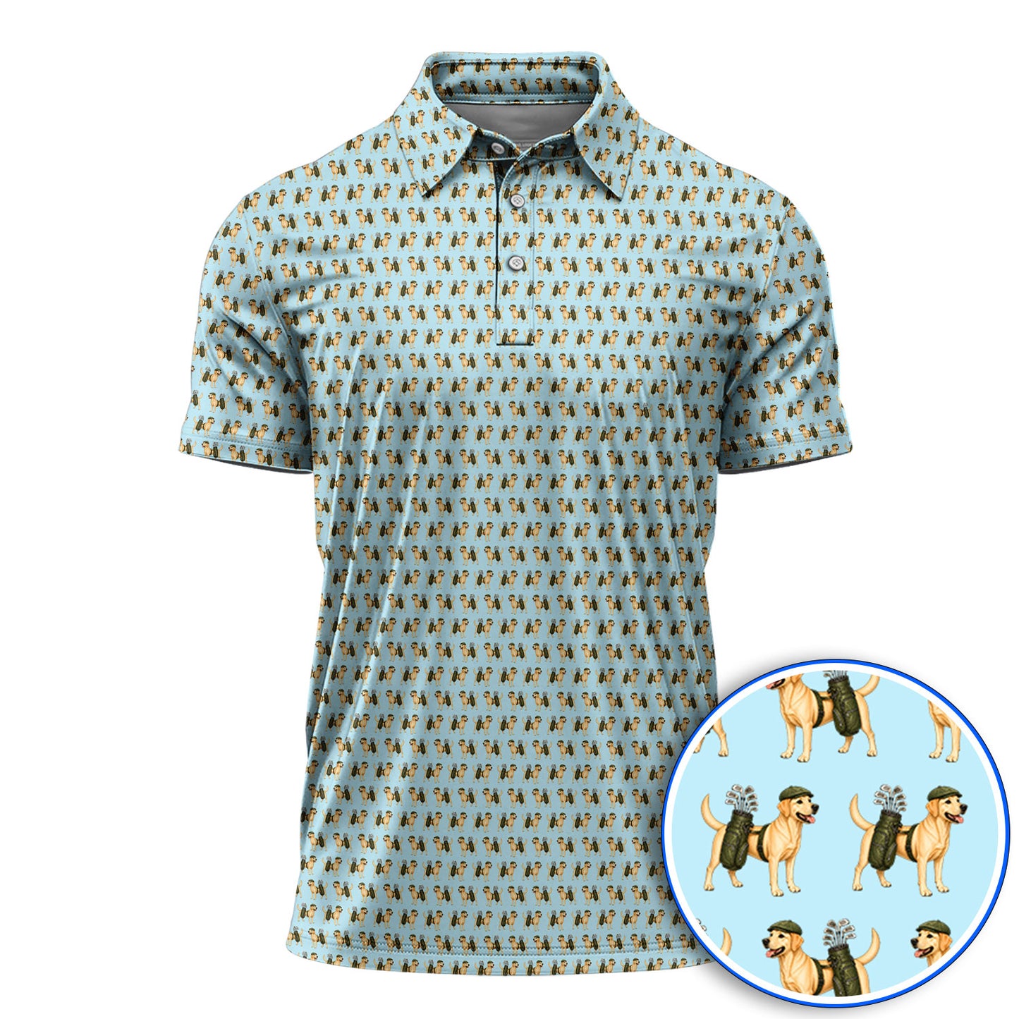 Funny Labrador Retriever Pattern Golf Shirt, Cute Yellow Lab Golf Polos For Pet Lover, Unique Golf Gift For Golfer