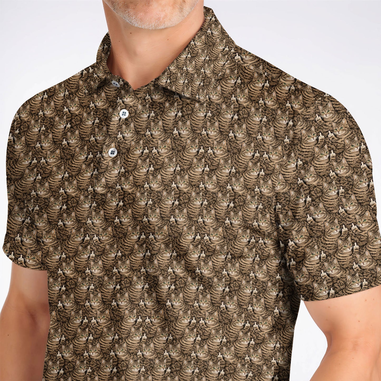 Funny Cat Pattern Golf Shirt, Cats Golf Polos For Pet Lover, Golf Gift For Golfer