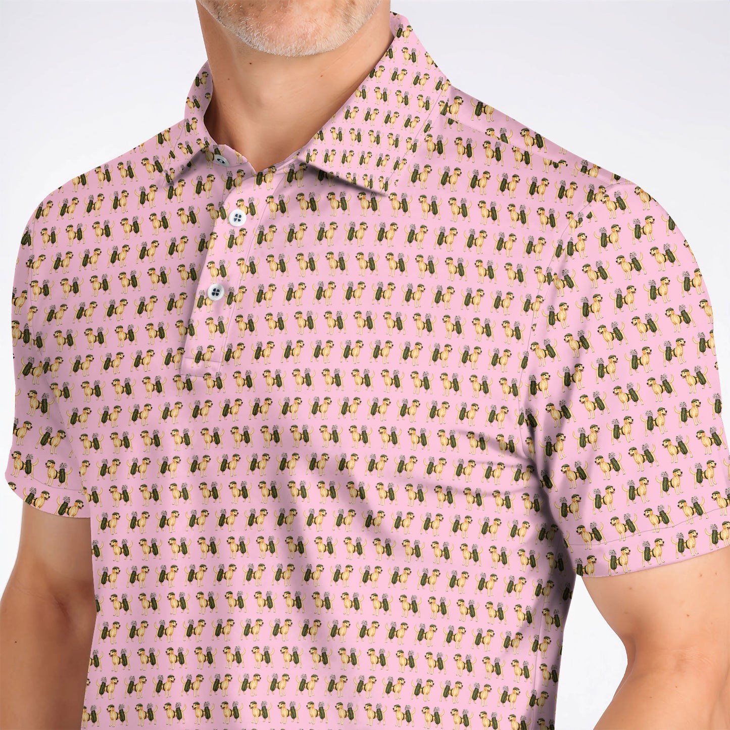Funny Labrador Retriever Pattern Golf Shirt, Cute Yellow Lab Golf Polos For Pet Lover, Unique Golf Gift For Golfer