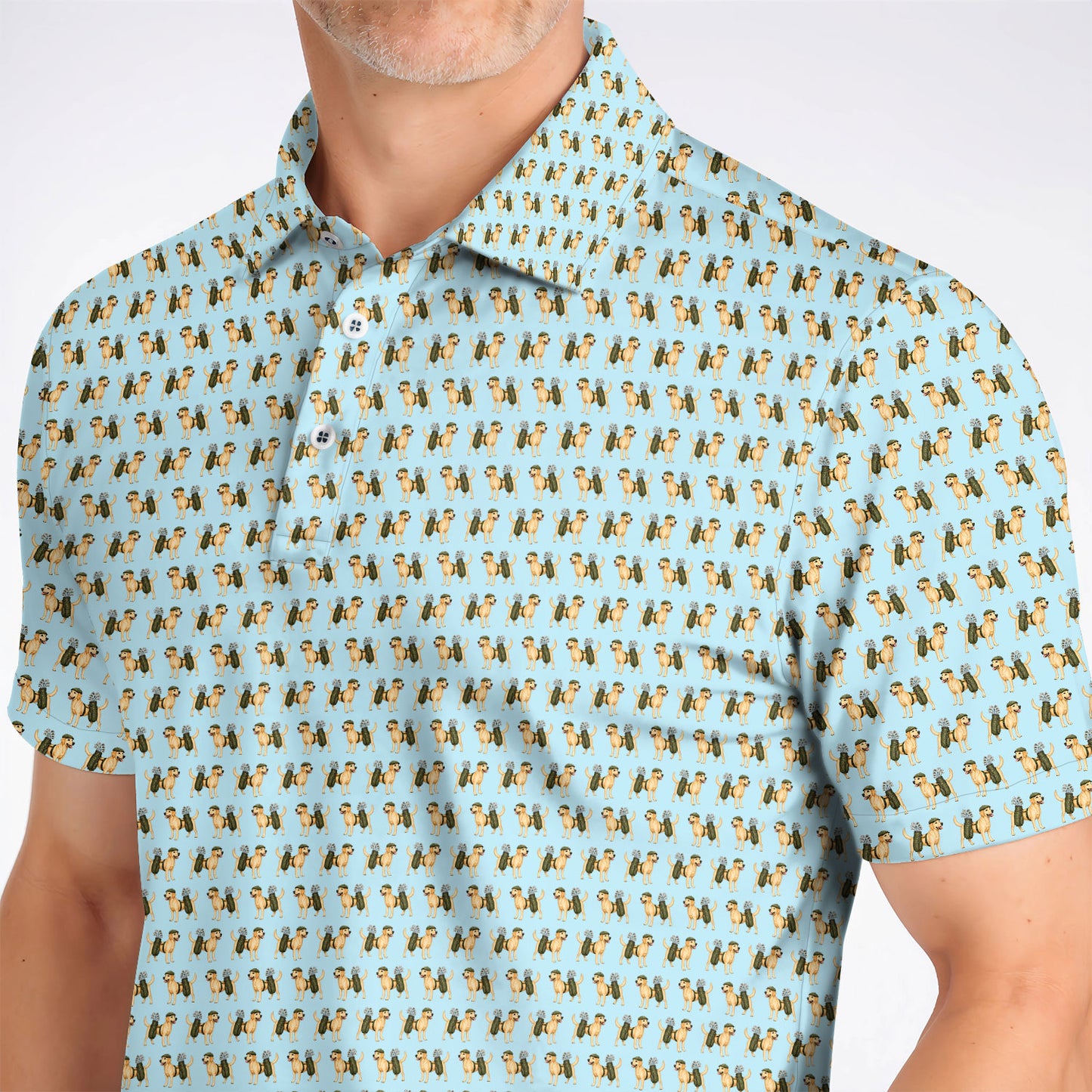 Funny Labrador Retriever Pattern Golf Shirt, Cute Yellow Lab Golf Polos For Pet Lover, Unique Golf Gift For Golfer