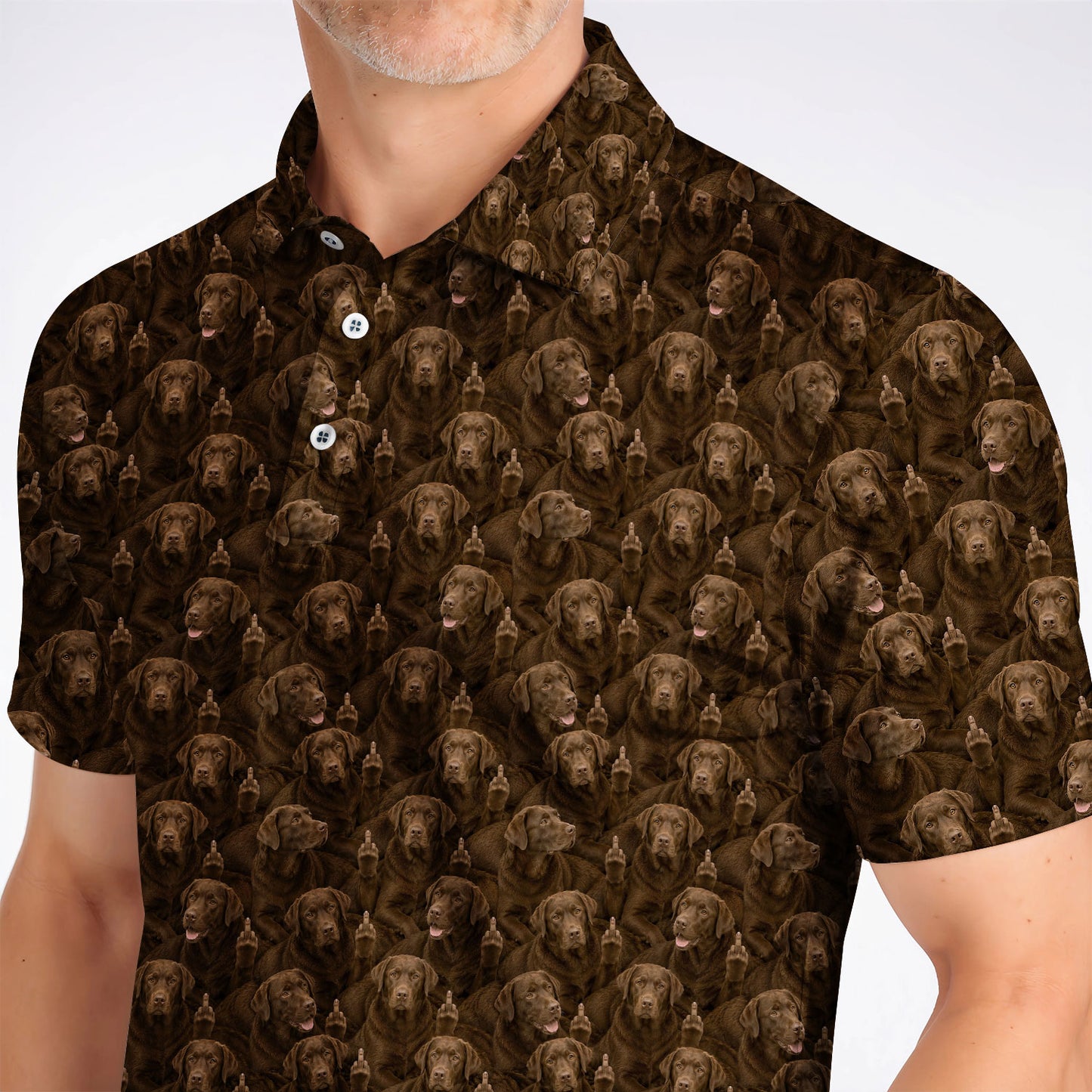 Funny Labrador Golf Polos, Lab Dog Pattern Golf Shirt, Crazy Golf Gift For Golfer