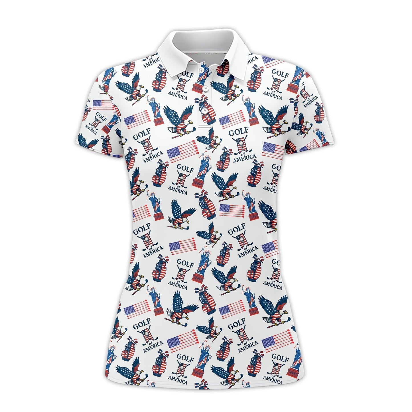 Golf Of America Pattern Golf Polos, USA Golf Shirt For Men, Crazy Golf Shirt For Golfers