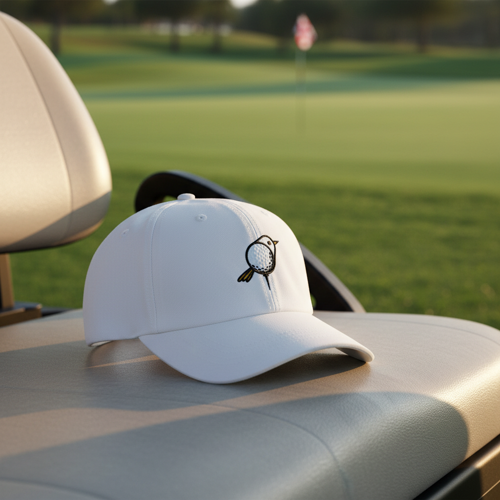 Embroidered Bird Golf Cap, Premium Black Adjustable Hat, Golf Gift For Golfer