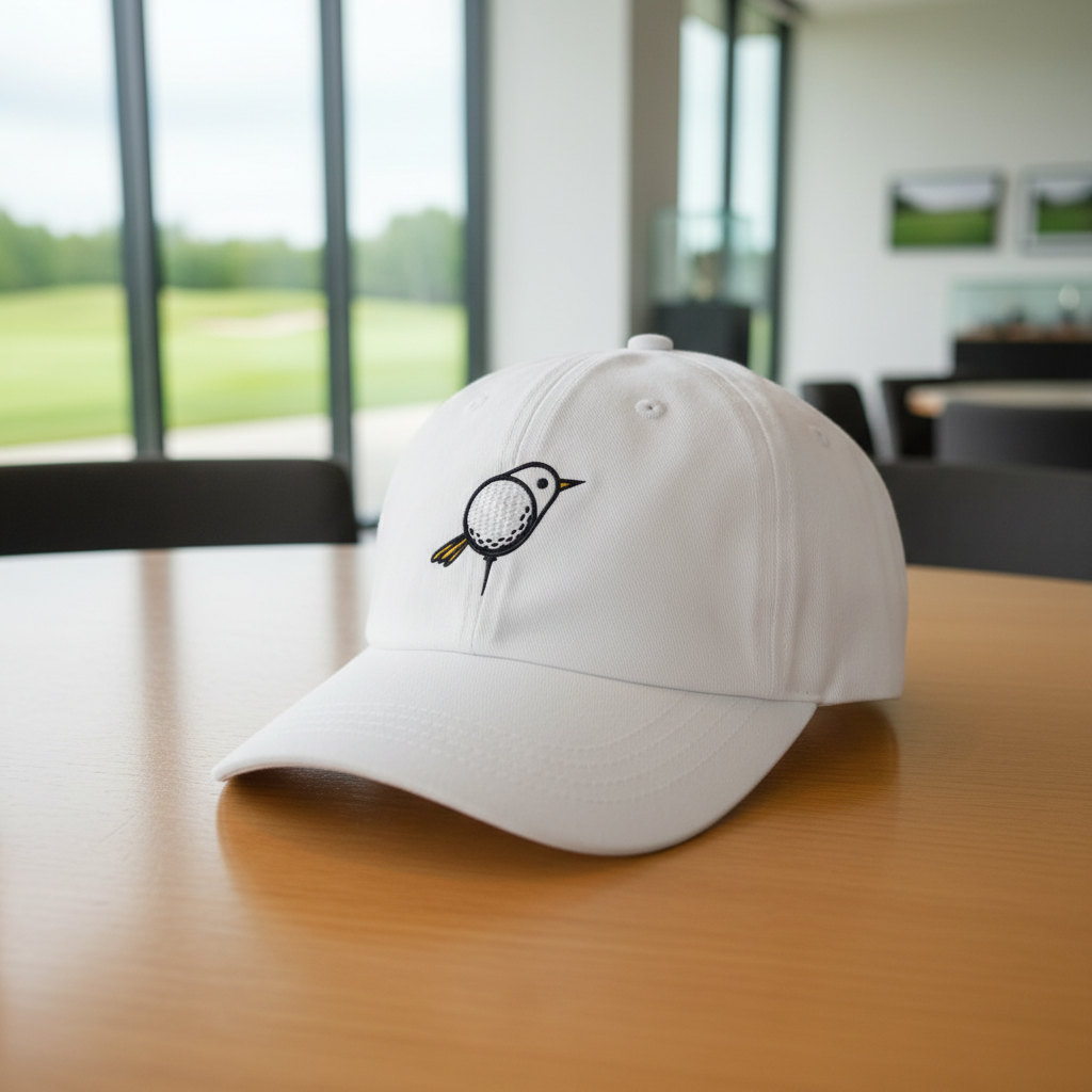 Embroidered Bird Golf Cap, Premium Black Adjustable Hat, Golf Gift For Golfer