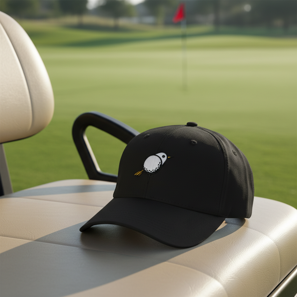 Embroidered Bird Golf Cap, Premium Black Adjustable Hat, Golf Gift For Golfer
