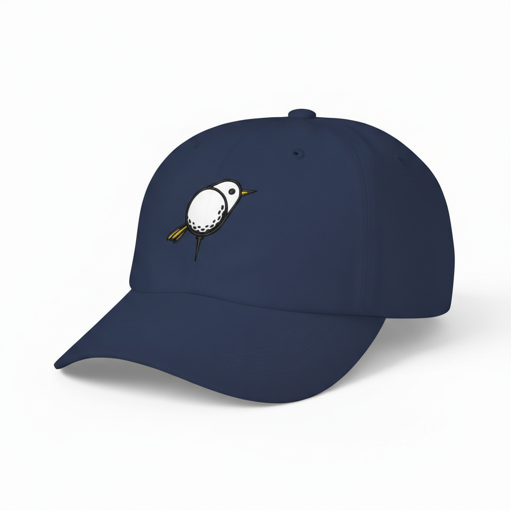 Embroidered Bird Golf Cap, Premium Black Adjustable Hat, Golf Gift For Golfer