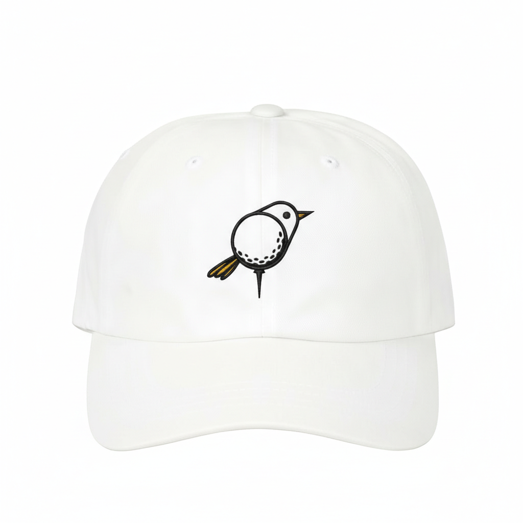 Embroidered Bird Golf Cap, Premium Black Adjustable Hat, Golf Gift For Golfer