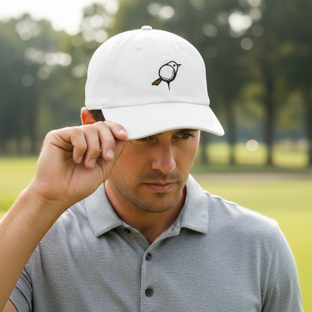 Embroidered Bird Golf Cap, Premium Black Adjustable Hat, Golf Gift For Golfer