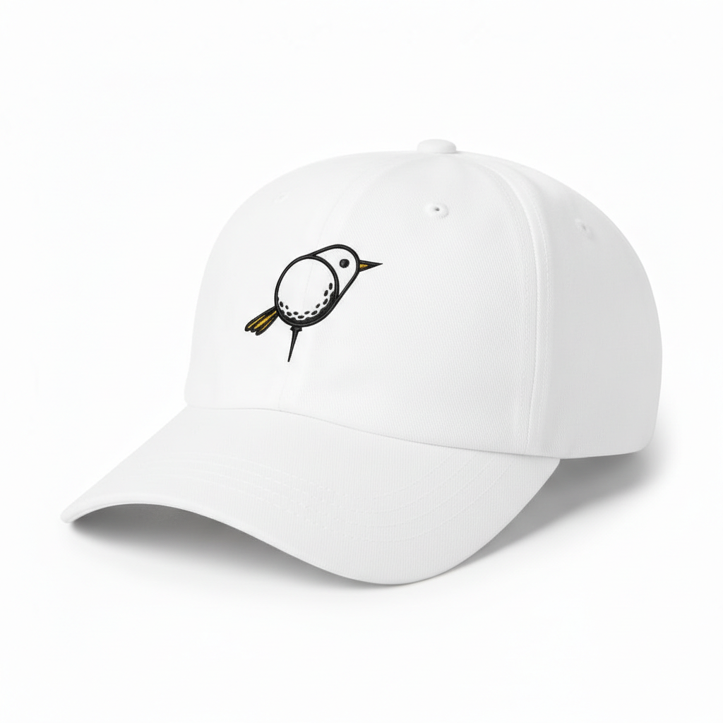 Embroidered Bird Golf Cap, Premium Black Adjustable Hat, Golf Gift For Golfer
