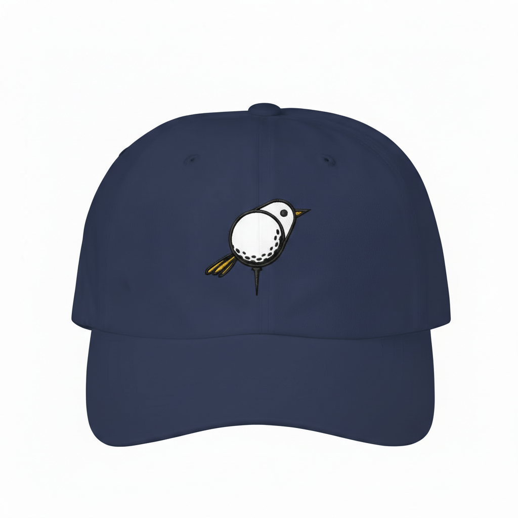 Embroidered Bird Golf Cap, Premium Black Adjustable Hat, Golf Gift For Golfer