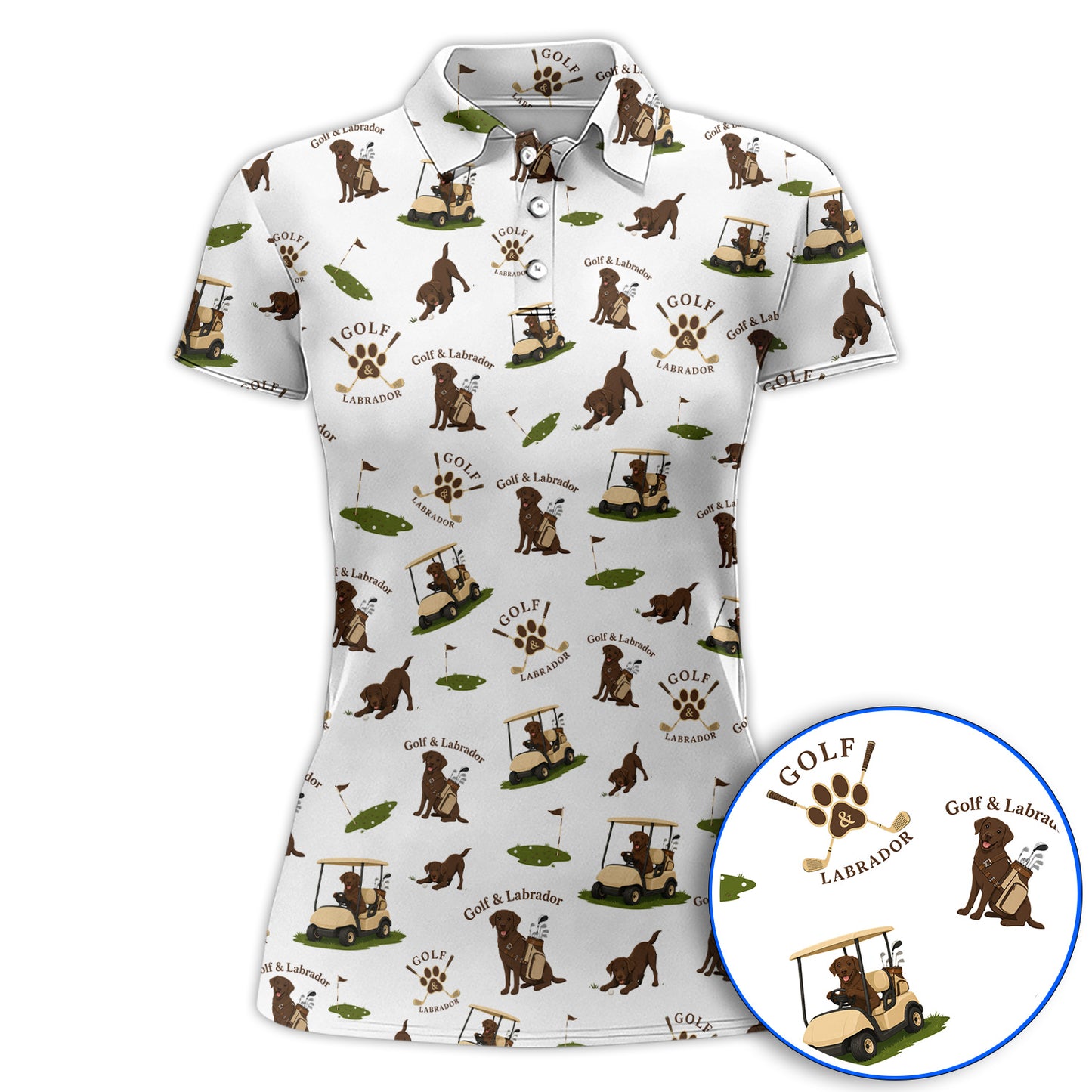 Labrador Pattern Golf Polos , Funny Dog  Golf Shirt, Crazy Golf Gift For Golfer