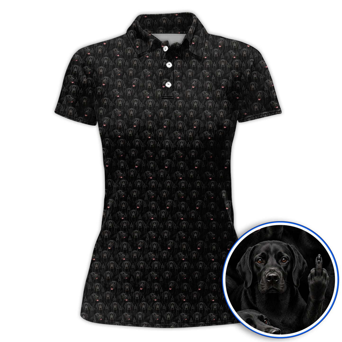 Black Labrador Middle Finger Golf Shirt, Funny Pattern Golf Shirt, Dog Lover Golf Gift
