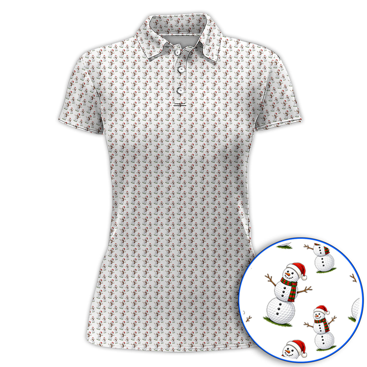 Snowman Christmas Golf Polos, Funny Xmas Golf Shirt, Golf Gift for Golfer