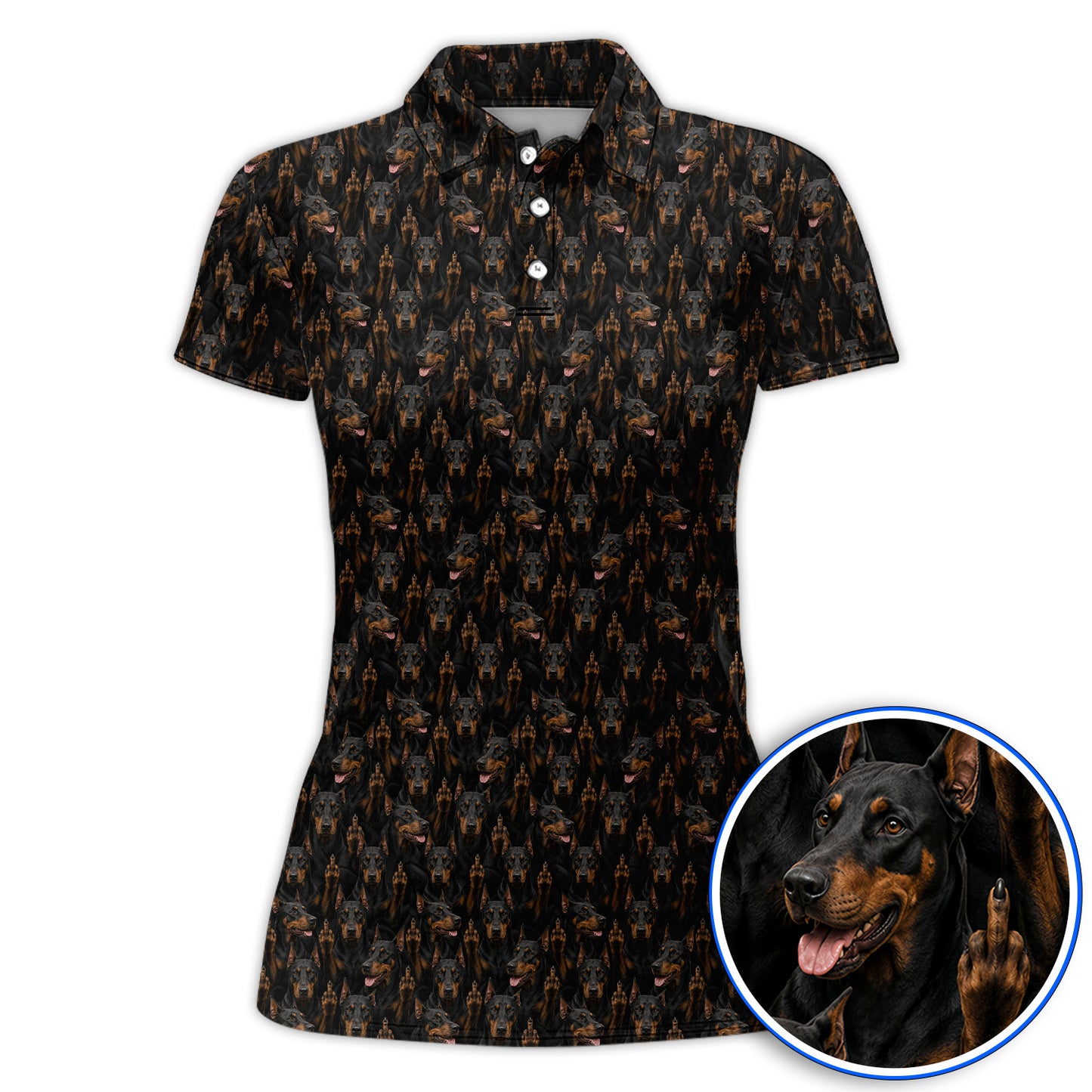 Doberman Golf Polos, Funny Doberman Pattern Golf Shirt, Golf Gift For Golfer
