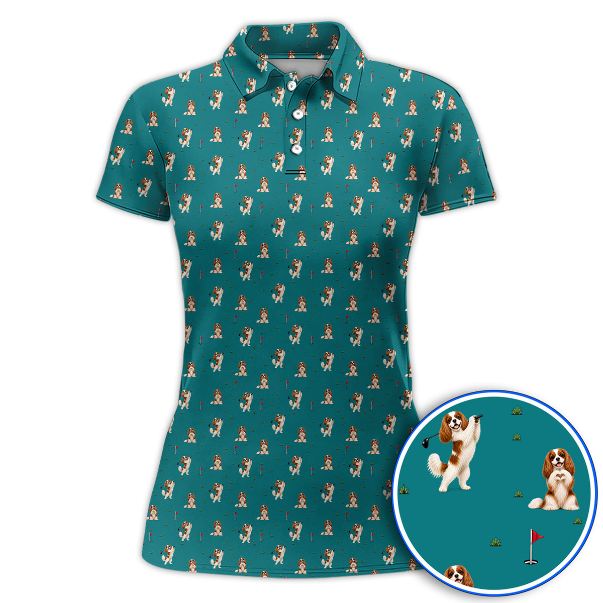 Funny Cavalier King Charles Spaniel Golf Polos, Funny Cavalier Golf Shirt, Golf Gift For Dog Lovers