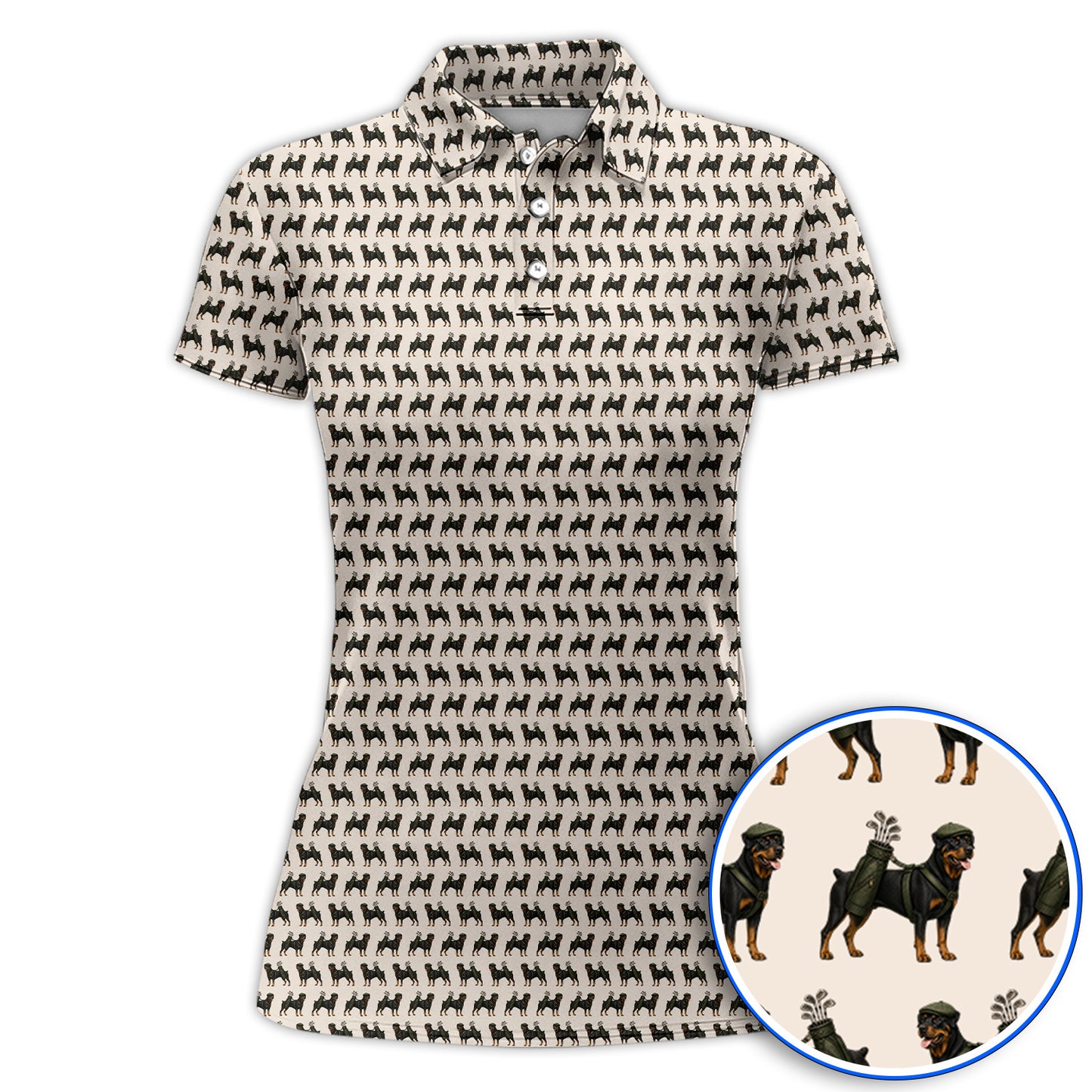Rottweiler Golf Shirt, Rottweiler Dog Golf Pattern Polos, Crazy Golf Gift For Golfer