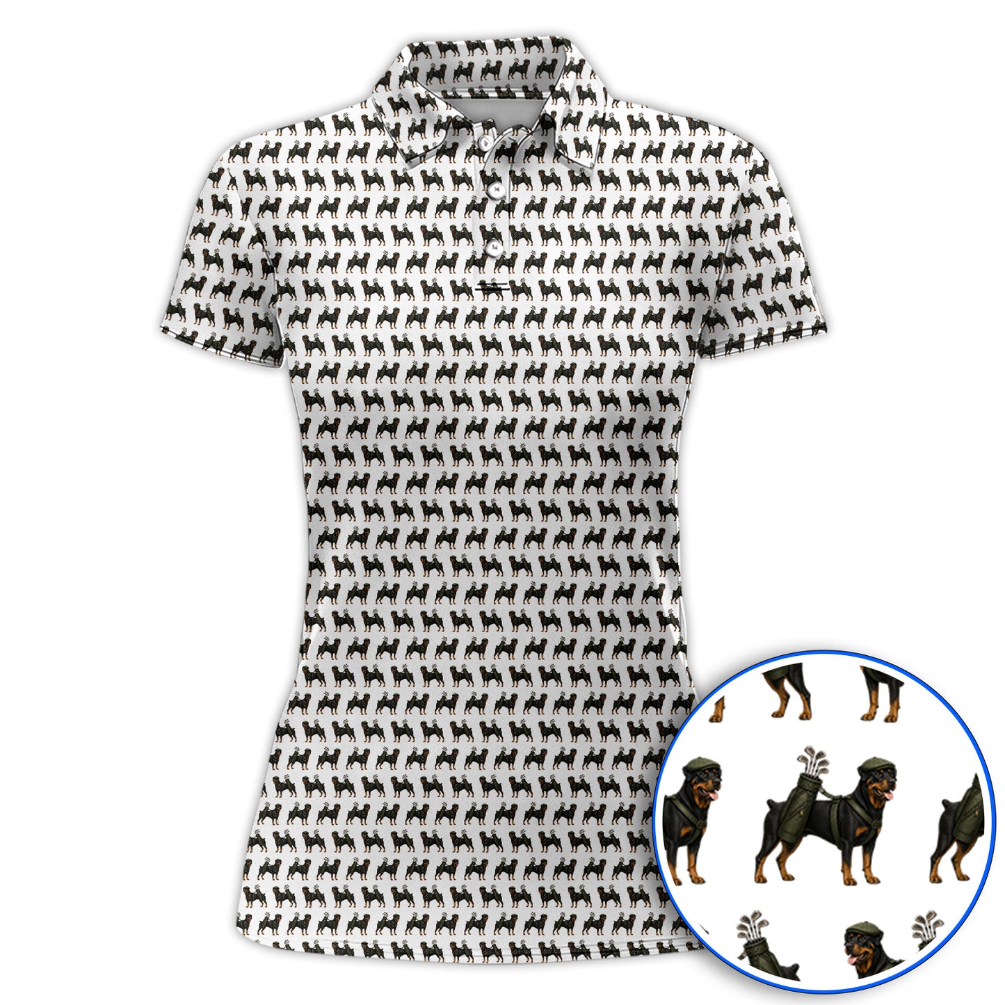 Rottweiler Golf Shirt, Rottweiler Dog Golf Pattern Polos, Crazy Golf Gift For Golfer