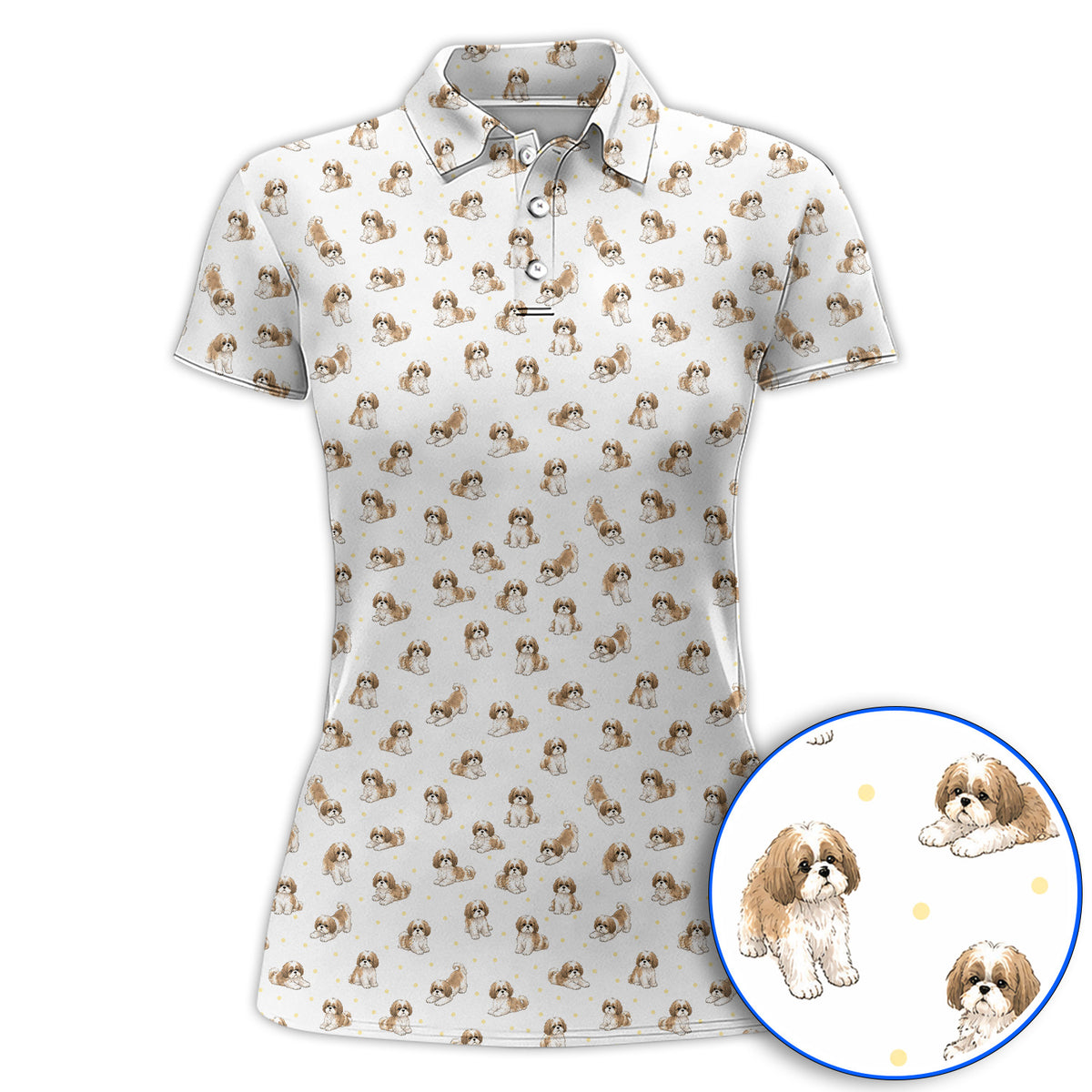 Funny Shih Tzu Golf Shirt, Cute Shih Tzu Pattern Golf Polos, Golf Gift For Golfer