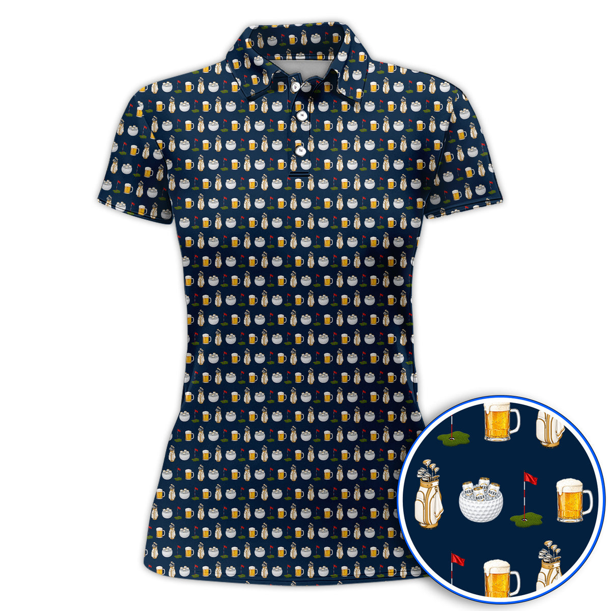Crazy Beer Pattern Golf Polos, Beers Golf Shirt, Golf Gift For Golfer