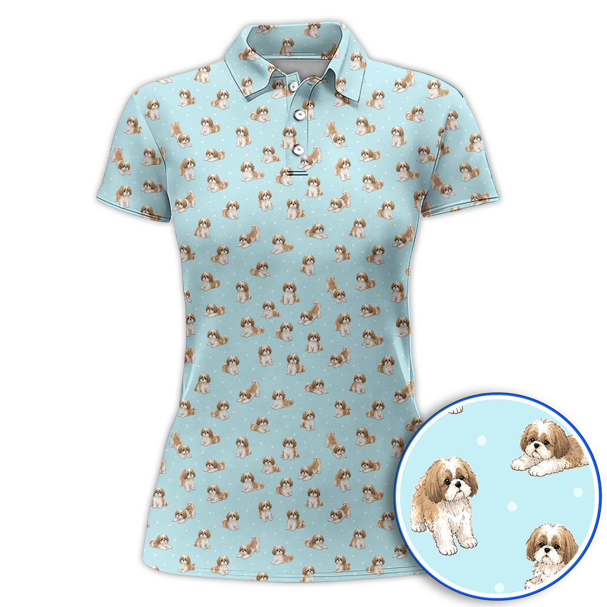 Funny Shih Tzu Golf Shirt, Cute Shih Tzu Pattern Golf Polos, Golf Gift For Golfer