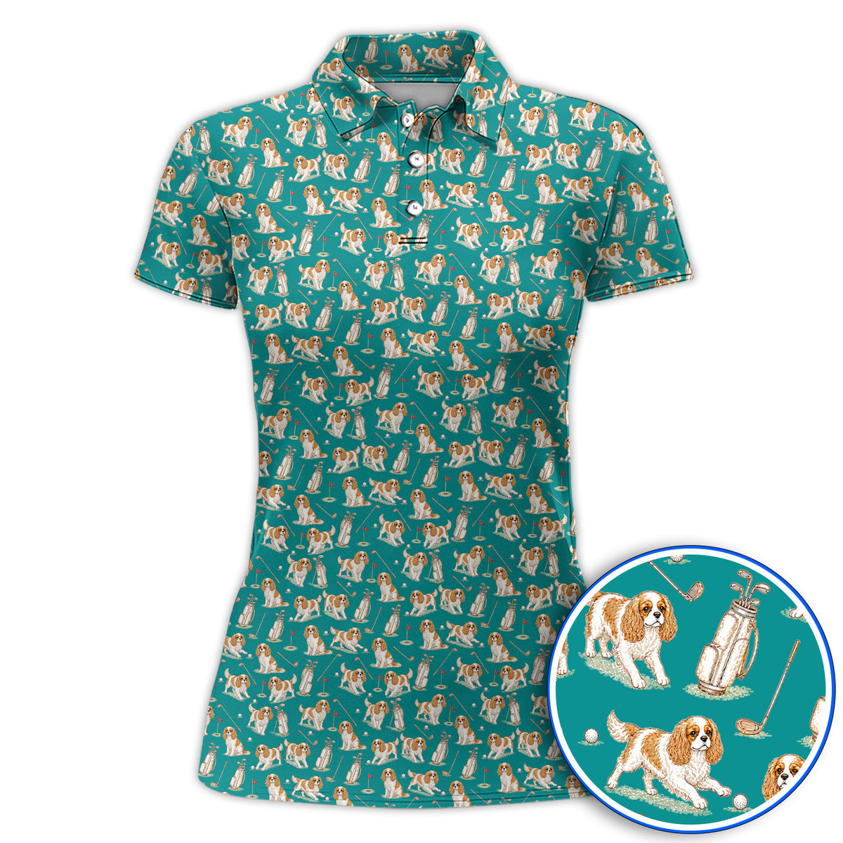 Crazy Cavalier King Charles Spaniel Golf Shirt, Funny Cavalier Golf Polos, Golf Gift For Golfer