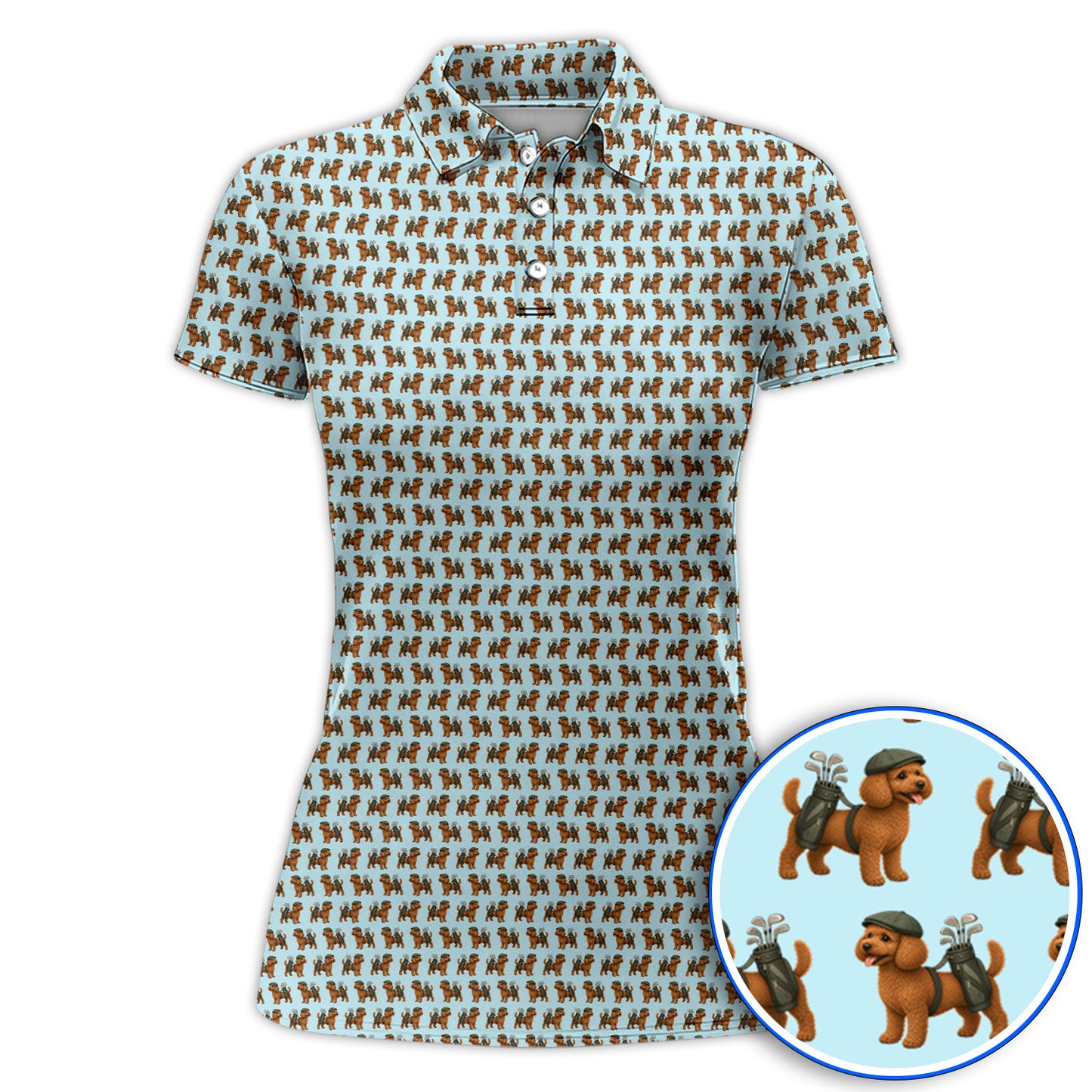 Funny Dog Pattern Golf Shirt, Poodle Golf Polos, Golf Gift For Golfer