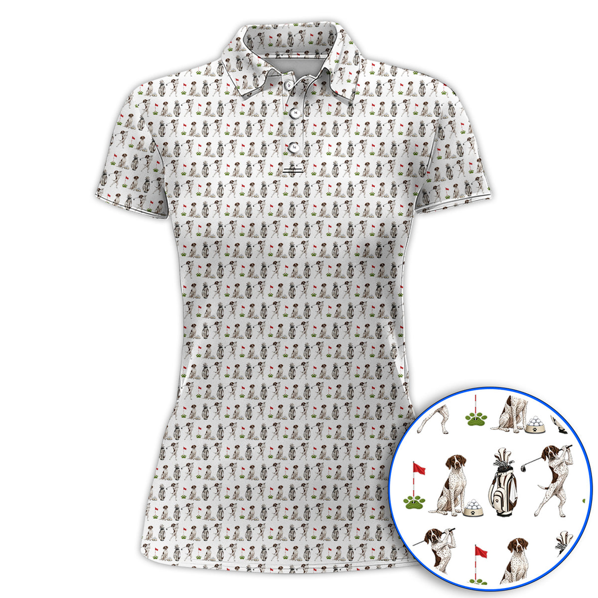 German Shorthaired Pointer Golf Polos, Funny Pattern Golf Shirt, Golf Gift For Golfer