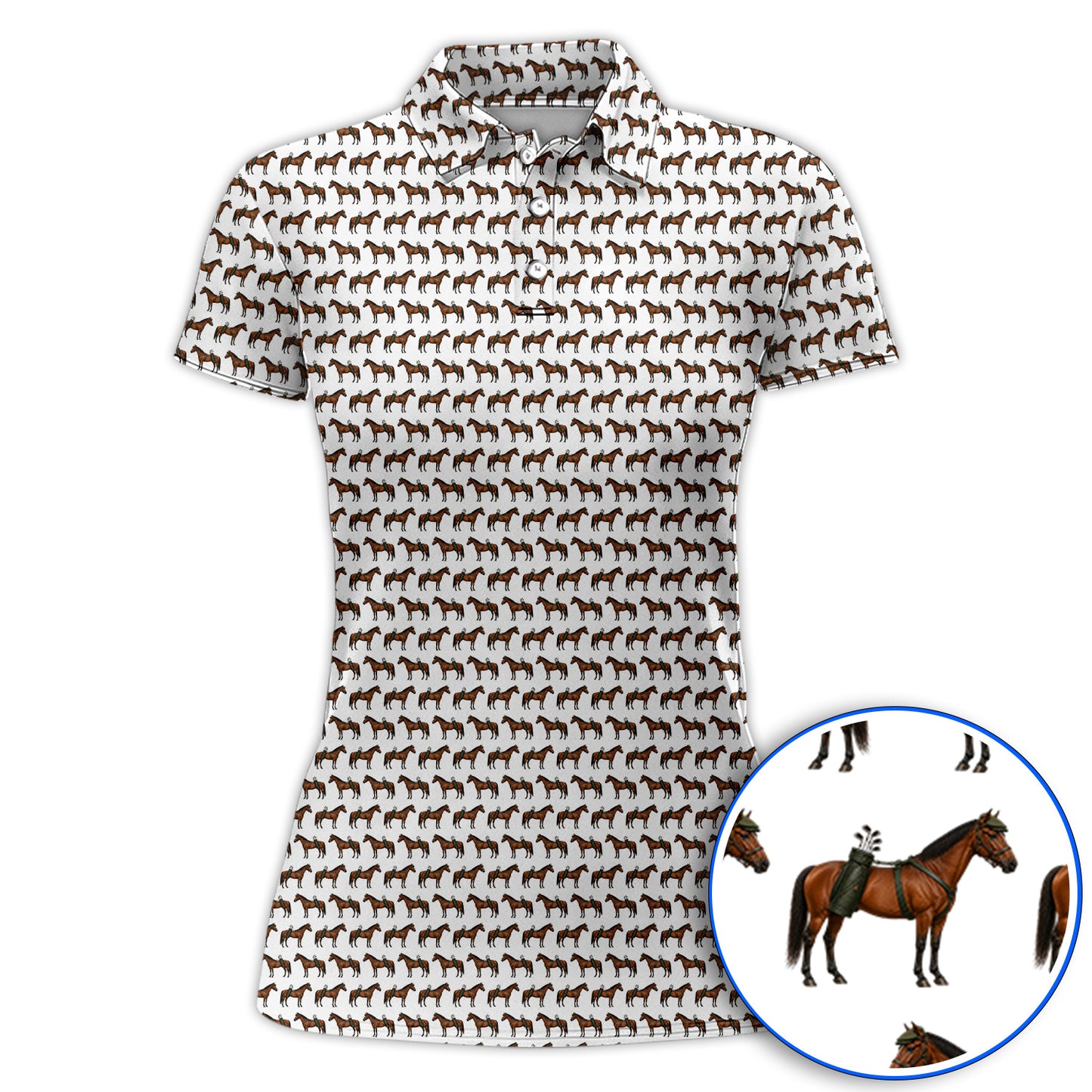 American Quarter Horse Golf Shirt, Crazy Horse Pattern Golf Polos, Western Horse Gift for Golfers