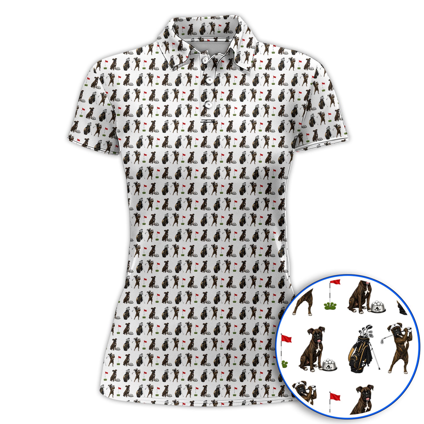 Brindle Boxer Dog Golf Polos, Funny Pattern Golf Shirt, Golf Dad Gift