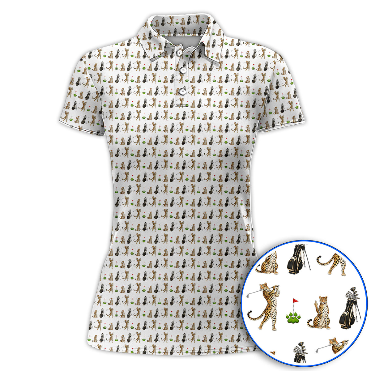 Leopard Pattern Golf Polos, Funny Pattern Golf Shirt, Golf Gift For Golfers