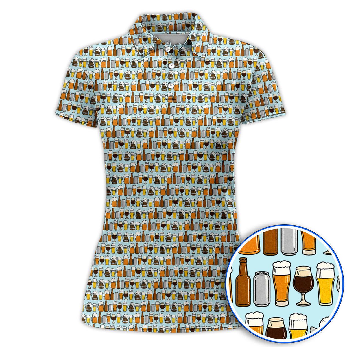 Beer Pattern Golf Polos, Funny Beer Lover Golf Shirt, Golf Gift For Beer Lovers