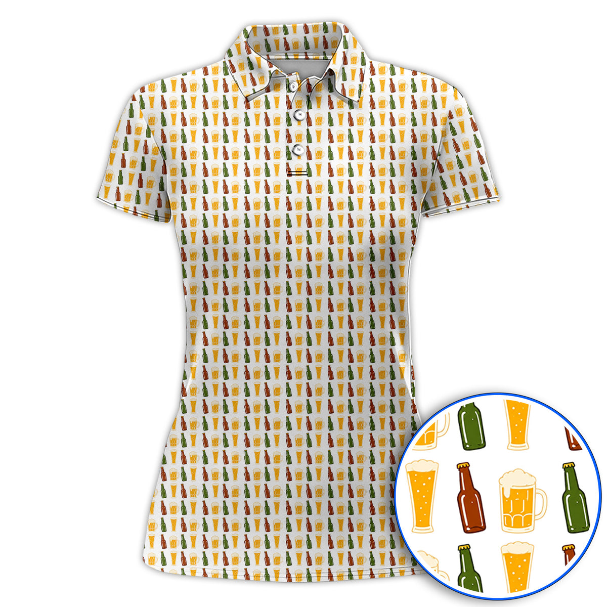 Beer Bottles Golf Polos, Vintage Beer Pattern Golf Shirt, Funny Golf Gift For Golfer