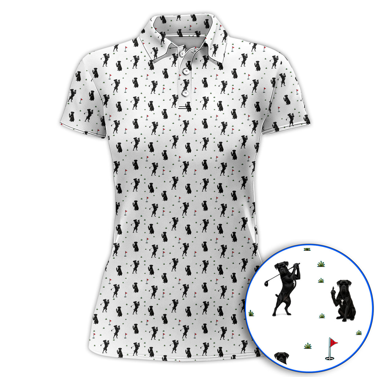 Cane Corso Middle Finger Golf Polos, Black Cane Corso Golf Pattern Shirt for Dog Lovers, Funny Golf Gift for Golfers