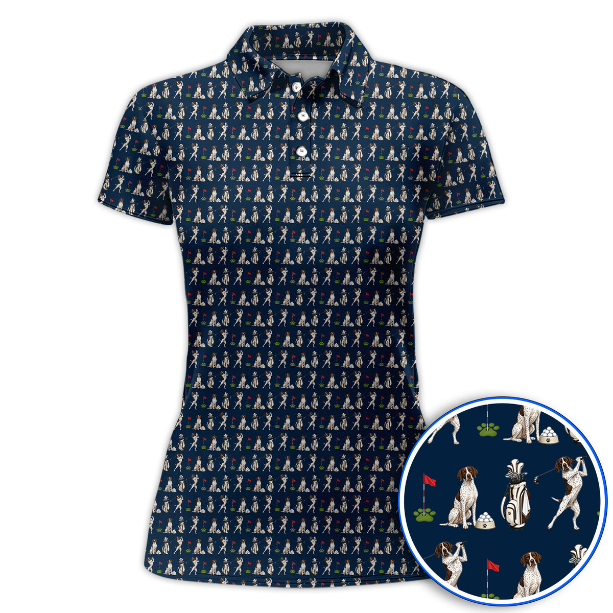 German Shorthaired Pointer Golf Polos, Funny Pattern Golf Shirt, Golf Gift For Golfer